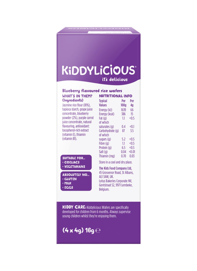 Kiddylicious Gluten And Dairy Free Blueberry Wafer Kids Snack 4 x 4g - Image 2